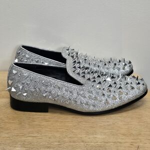 Bolano Mesa Silver Spike Loafers Men's 9 Holiday Party New Years Formal Clubwear